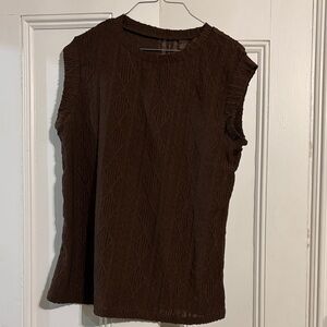 Brown Sleeveless Textured Women's Top